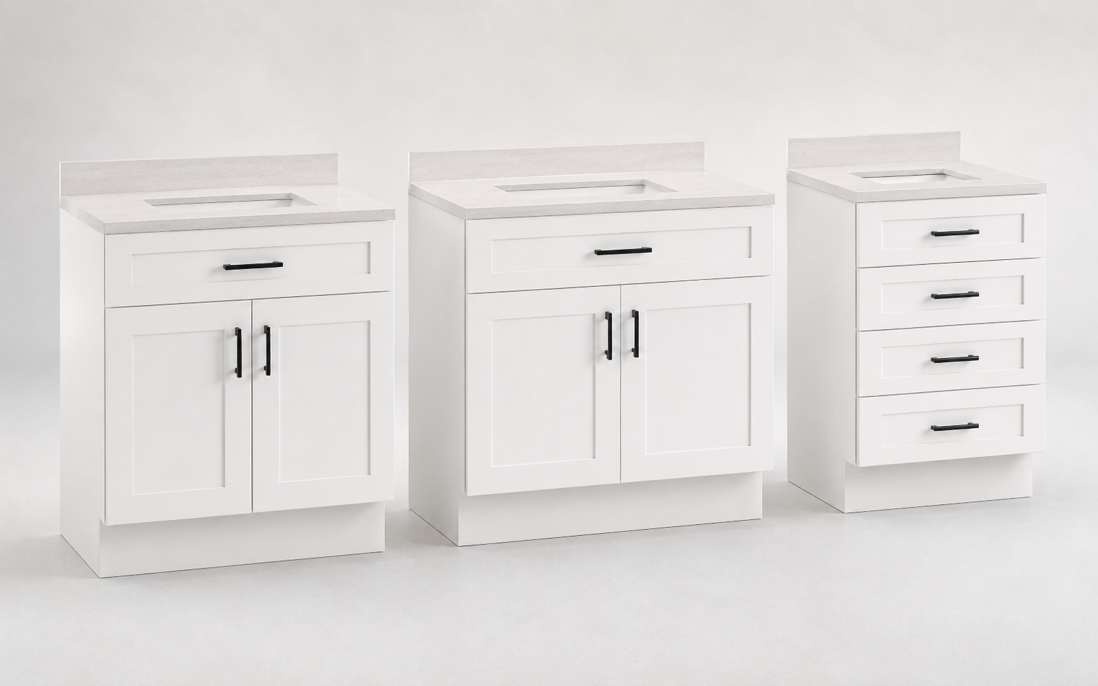 White shaker bathroom vanity cabinets for remodel projects
