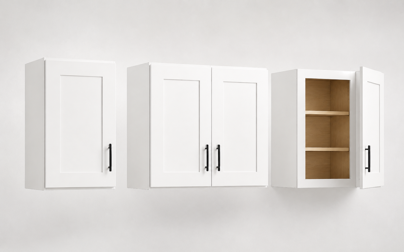 White shaker wall cabinets and upper cabinet options